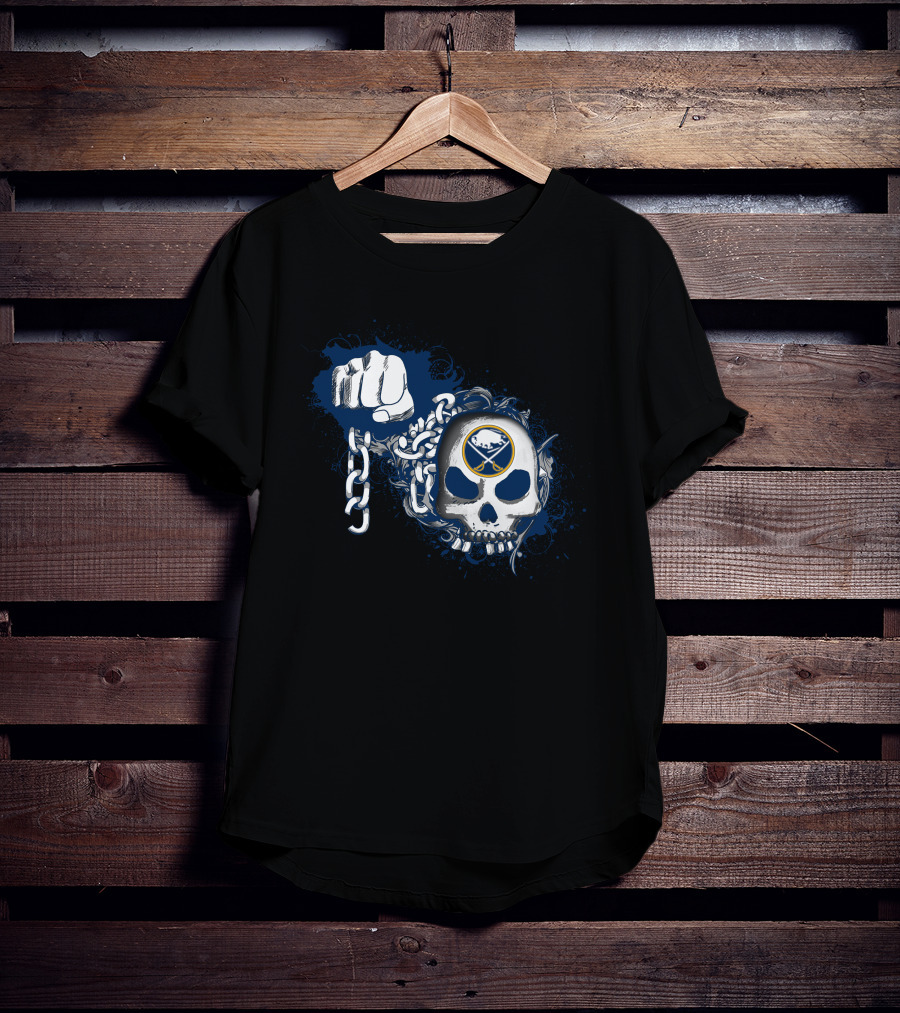 Buffalo Sabres Skull Fist And Chains T-Shirt