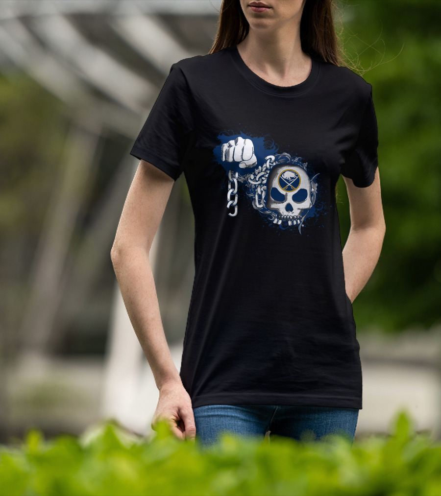 Buffalo Sabres Skull Fist And Chains T-Shirt