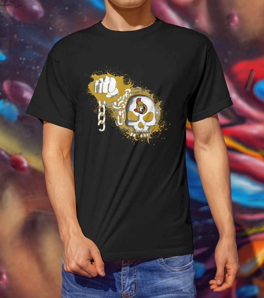 Ottawa Senators Skull And Chain Fist T-Shirt