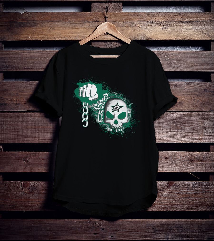 Dallas Stars Skull Chain Fist T-Shirt
