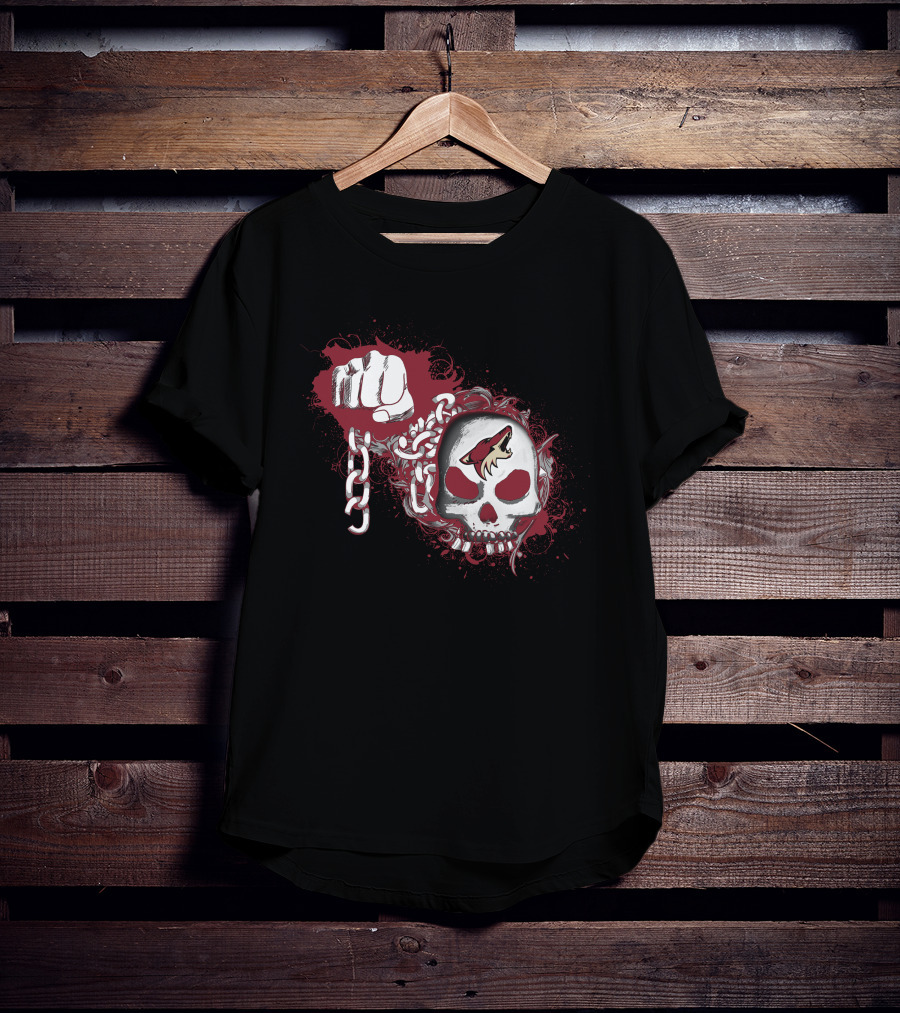 Arizona Coyotes Skull Logo With Fist And Chain T-Shirt