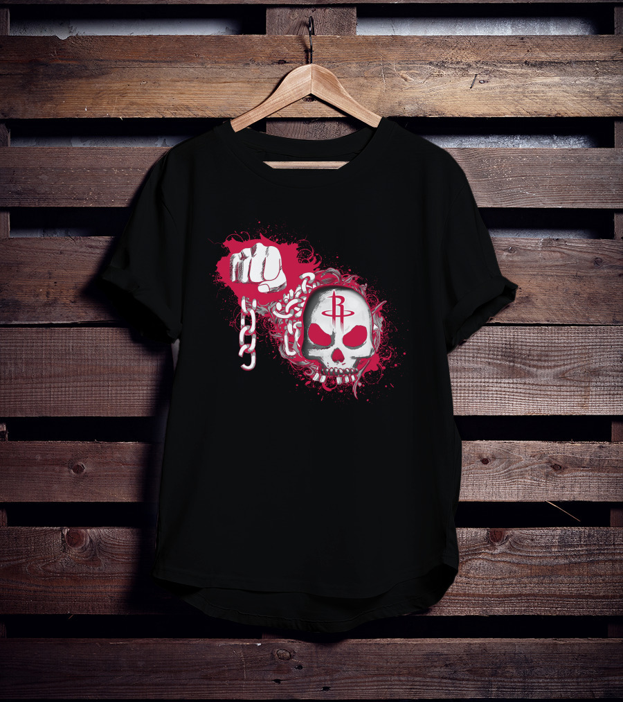 Houston Rockets Skull And Chains Fist T-Shirt