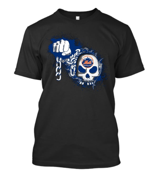 New York Mets Skull And Chain Fist T-Shirt