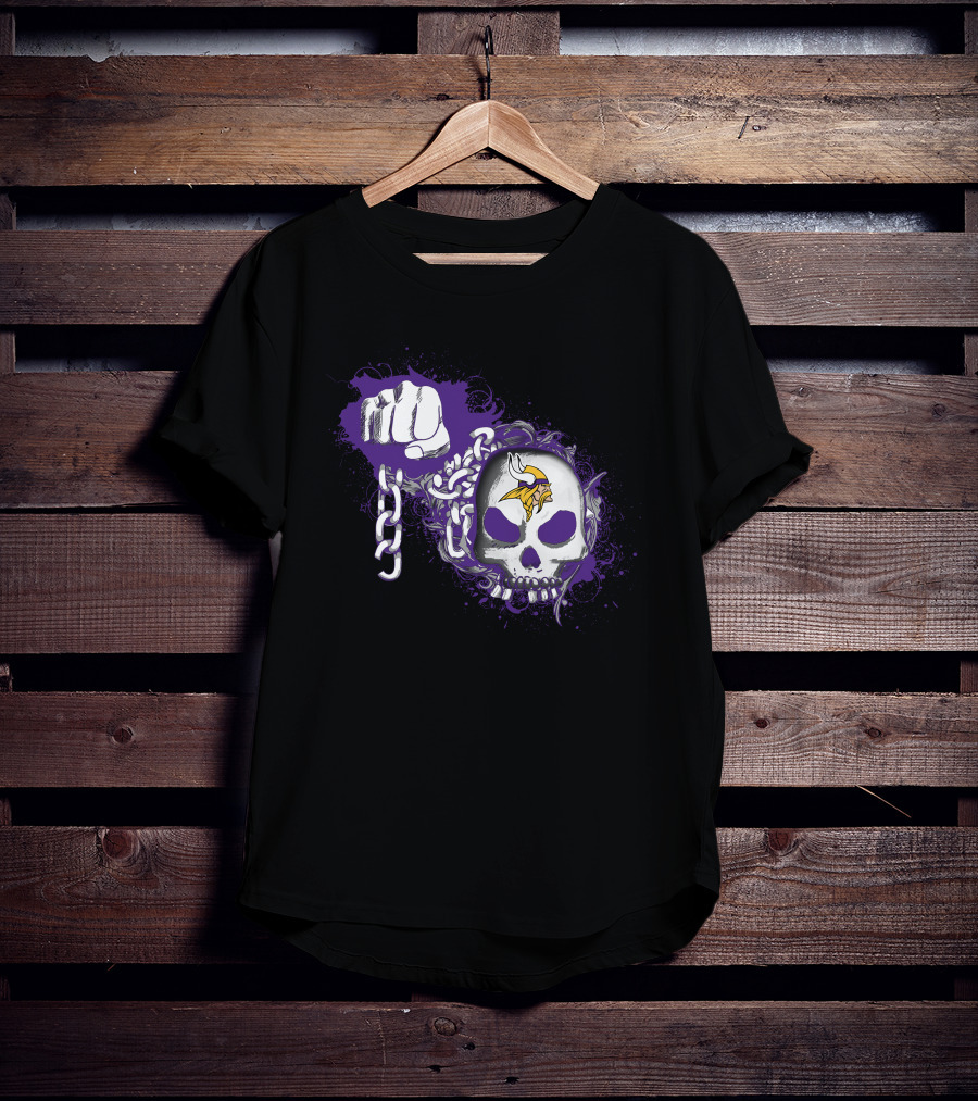 Minnesota Vikings Skull And Chains Fist T-Shirt