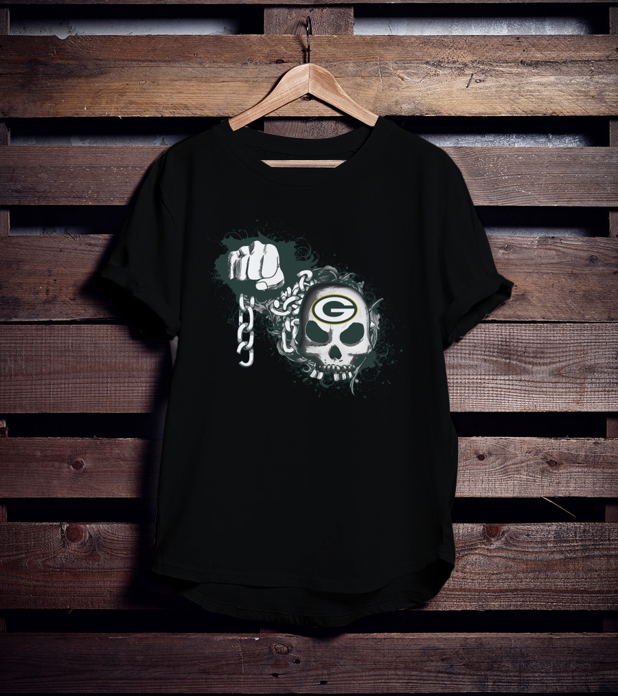Green Bay Packers Skull And Chain Fist T-Shirt