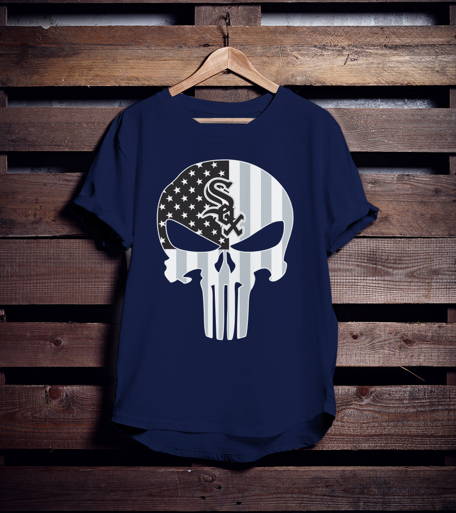 Chicago White Sox American Flag Punisher Skull T-Shirt