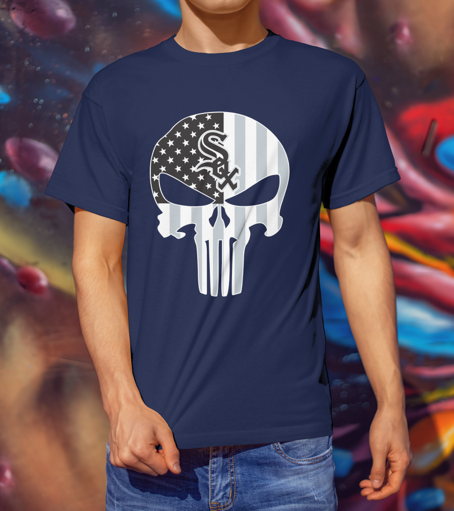 Chicago White Sox American Flag Punisher Skull T-Shirt