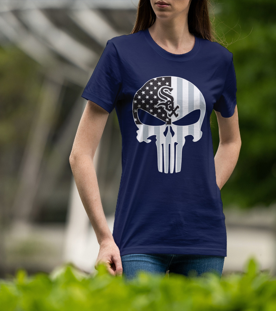 Chicago White Sox American Flag Punisher Skull T-Shirt