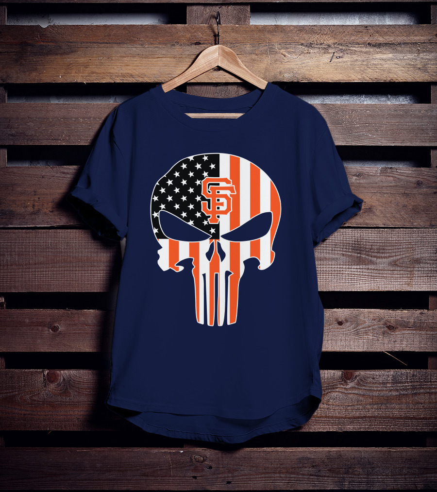 San Francisco Giants Punisher Skull American Flag T-Shirt