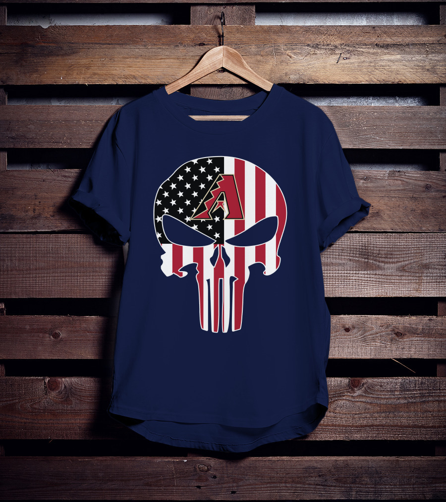 Arizona Diamondbacks Punisher American Flag Skull T-Shirt