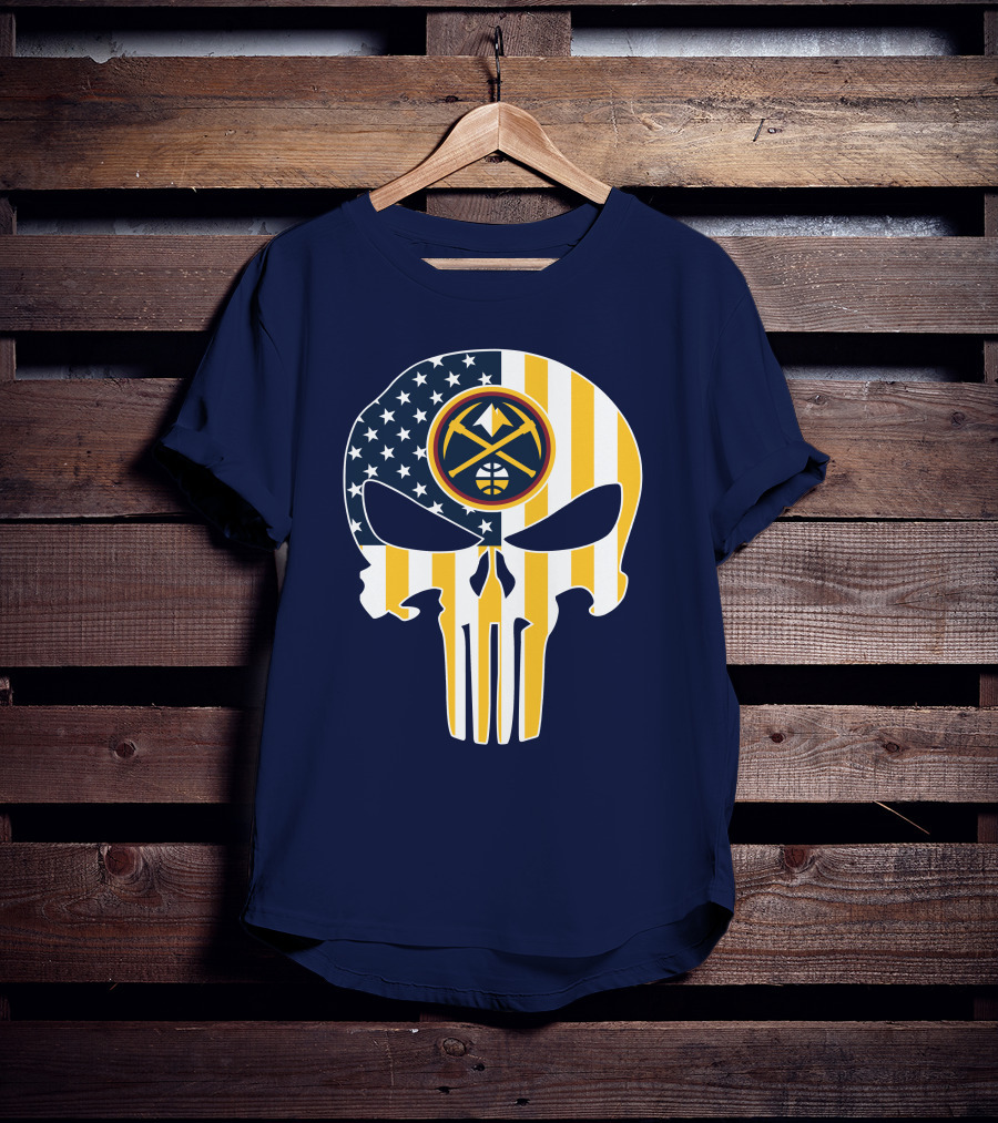 Denver Nuggets Punisher Skull American Flag T-Shirt