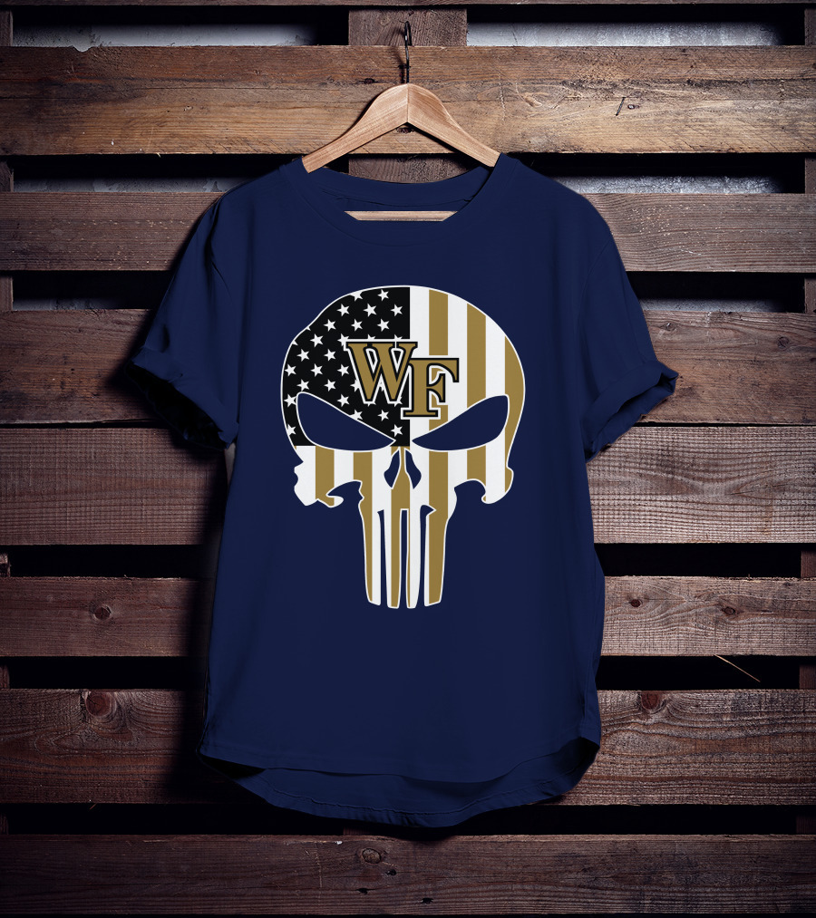 Wake Forest Wf Punisher Skull American Flag T-Shirt
