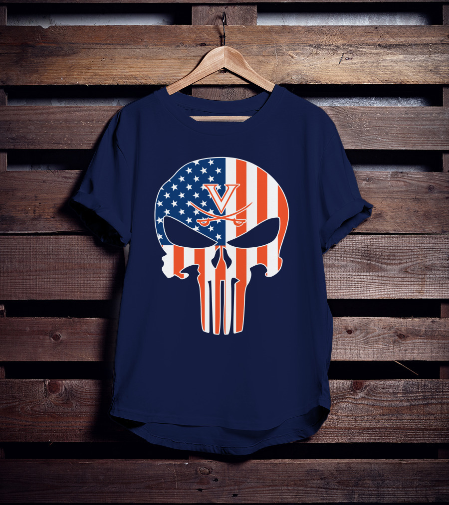 Virginia Cavaliers The Punisher American Flag T-Shirt