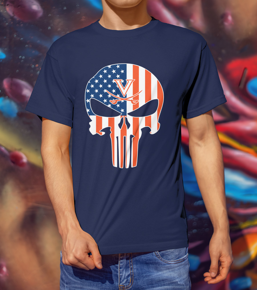 Virginia Cavaliers The Punisher American Flag T-Shirt