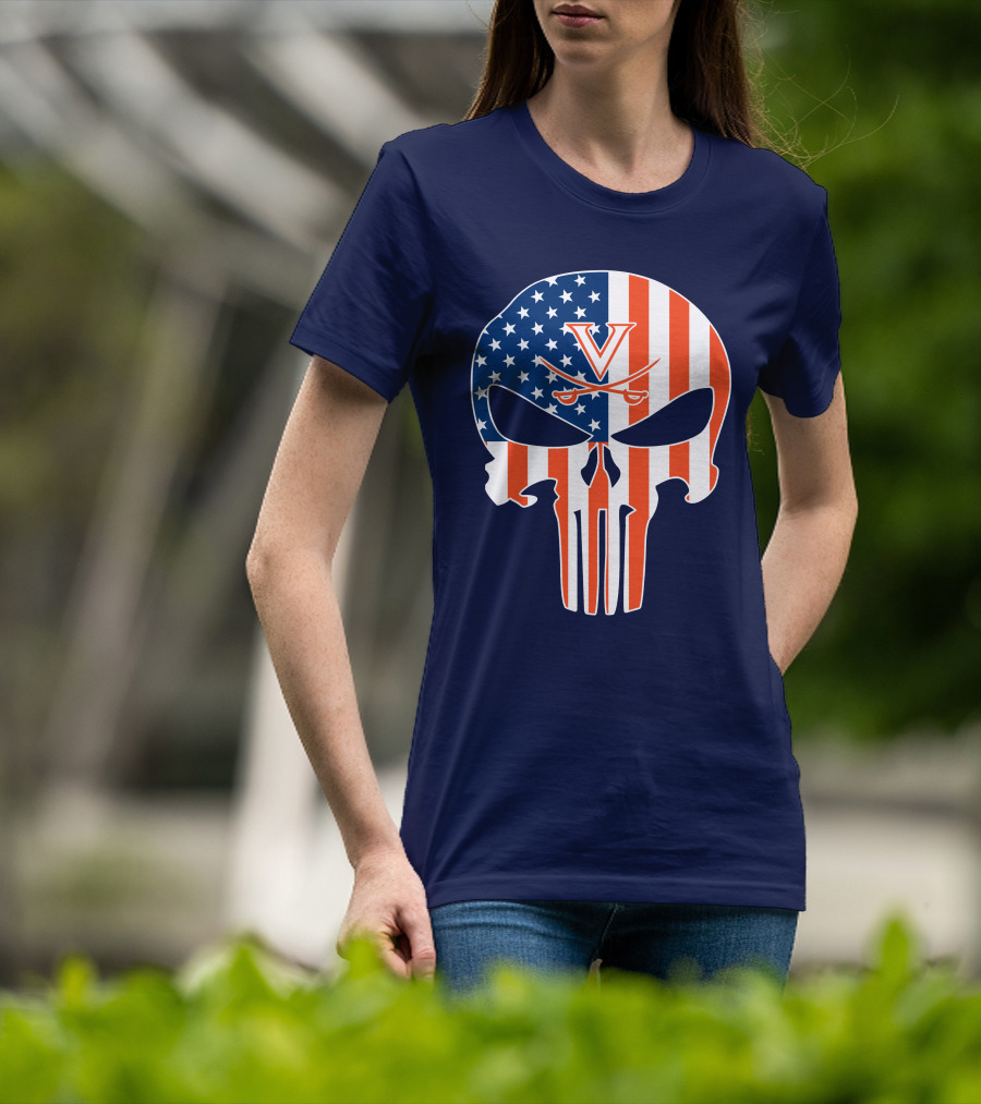 Virginia Cavaliers The Punisher American Flag T-Shirt