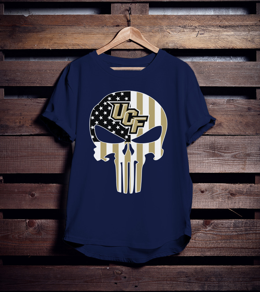 Ucf Knights The Punisher Skull With American Flag T-Shirt