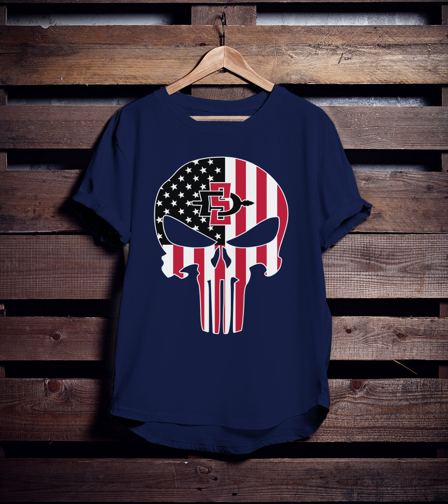 American Flag Skull San Diego State Aztecs 27 The Punisher T-Shirt