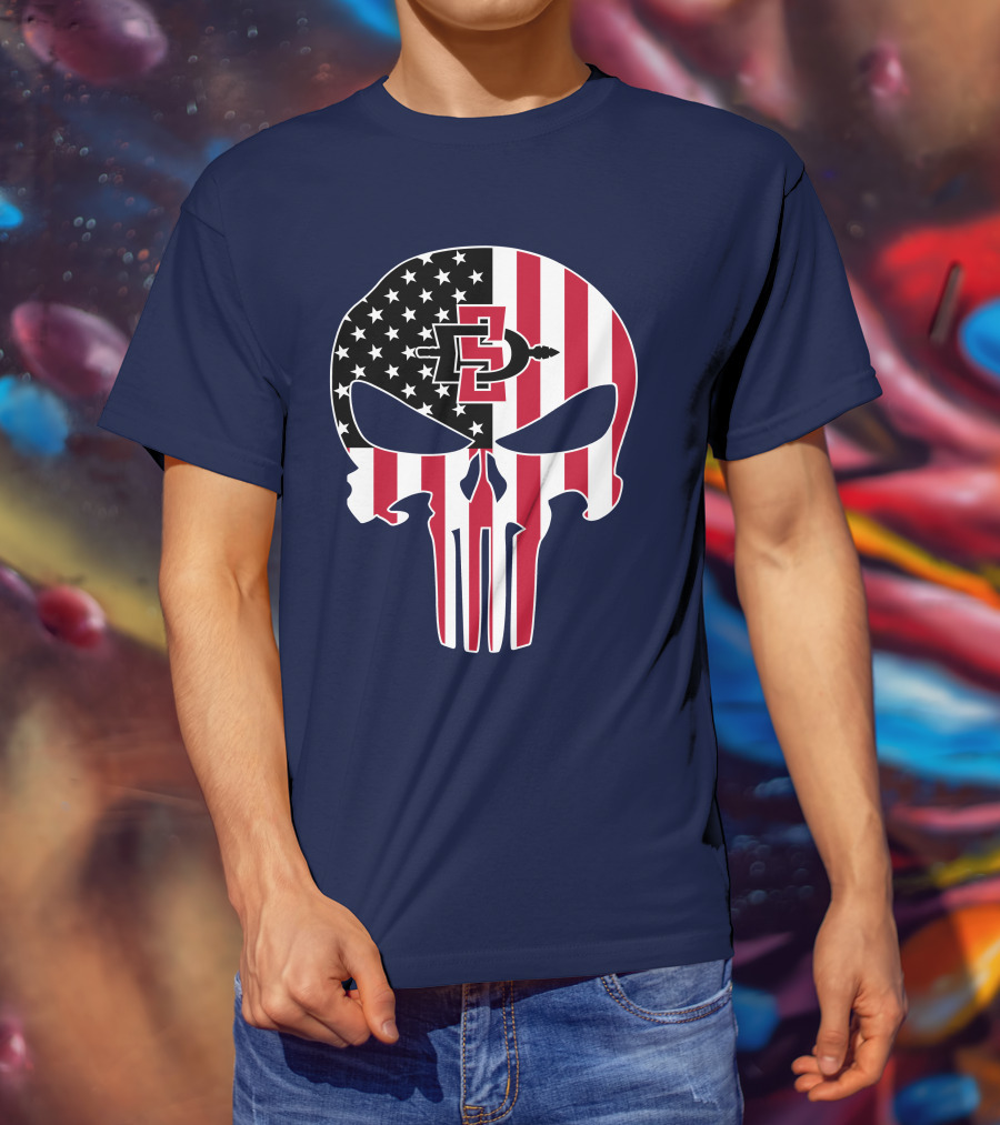 American Flag Skull San Diego State Aztecs 27 The Punisher T-Shirt