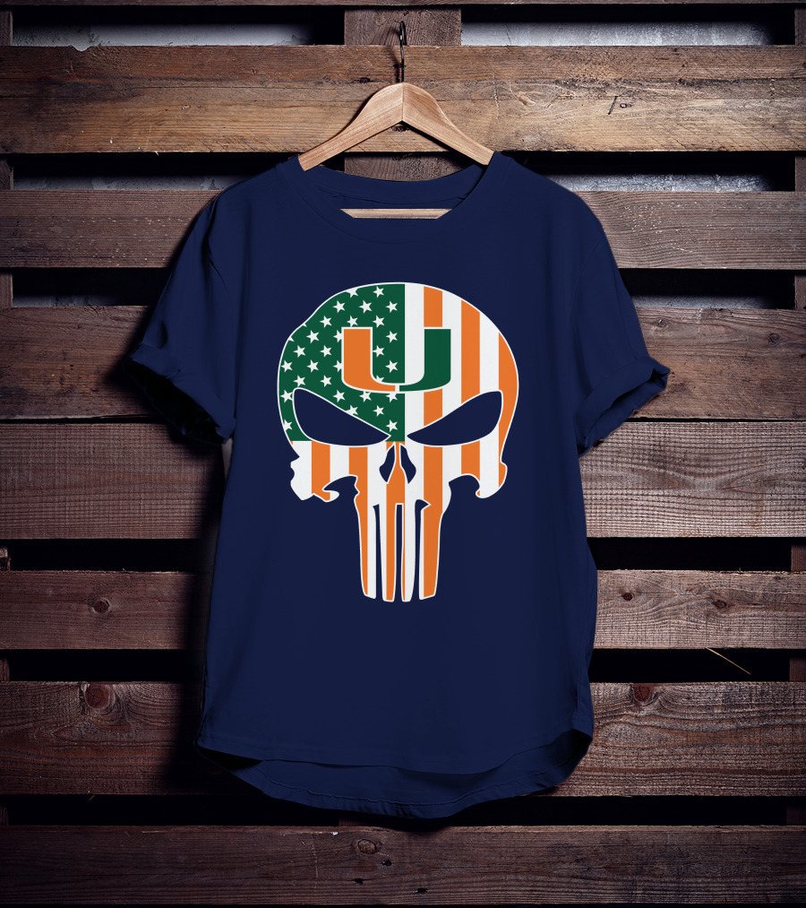 Miami Hurricanes American Flag U The Punisher T-Shirt
