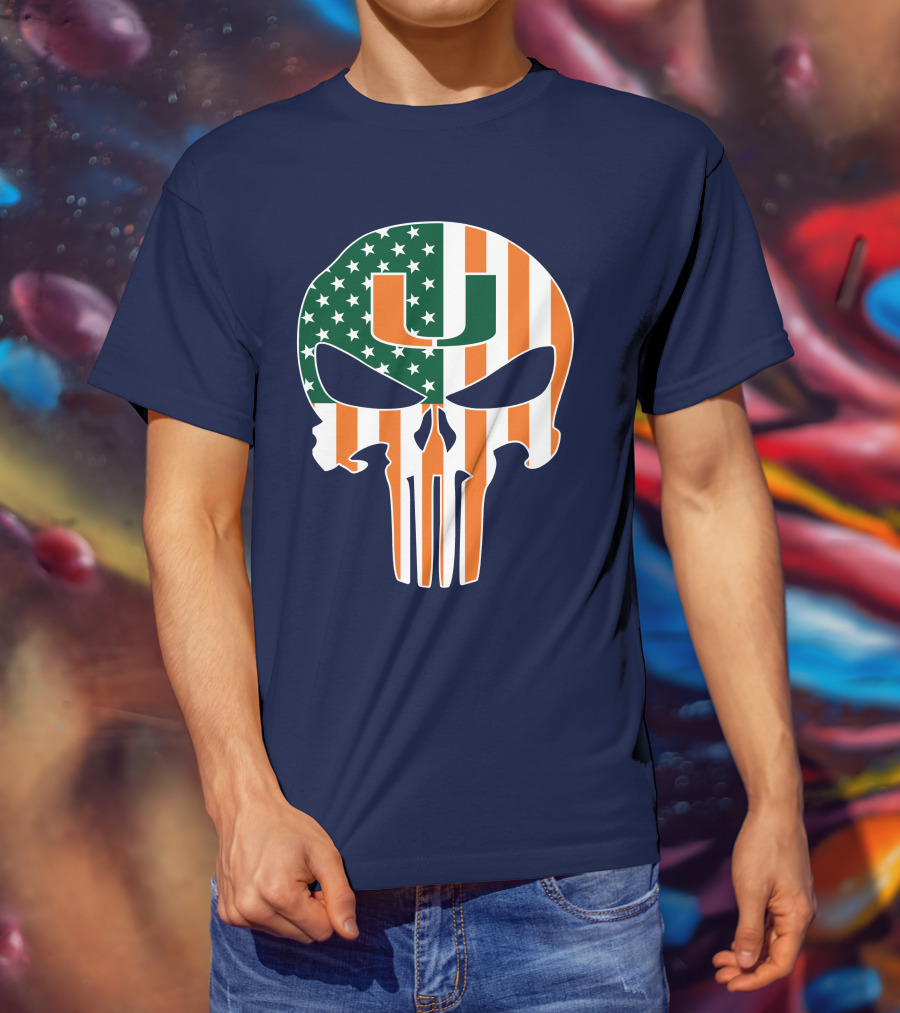Miami Hurricanes American Flag U The Punisher T-Shirt