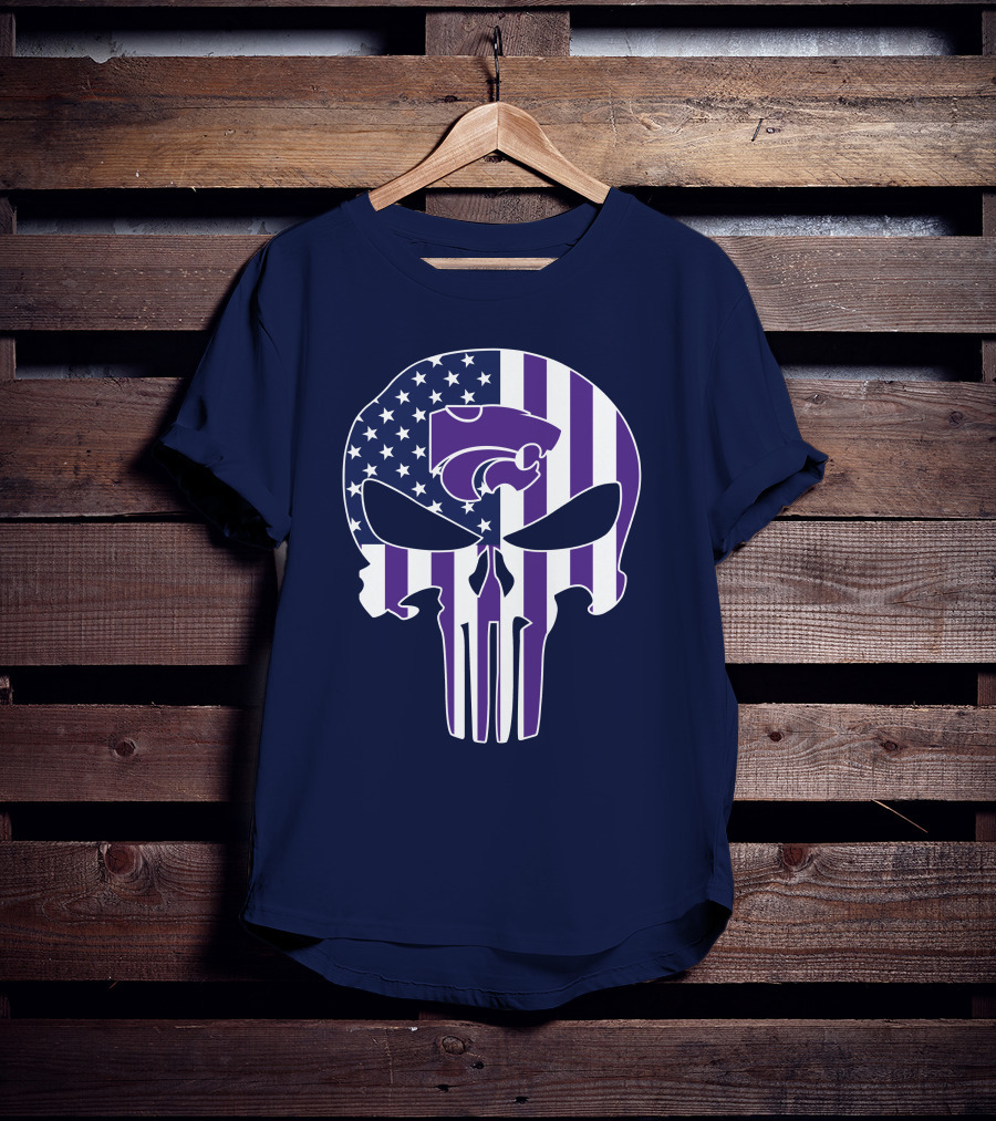 Kansas State Wildcats American Flag Punisher T-Shirt