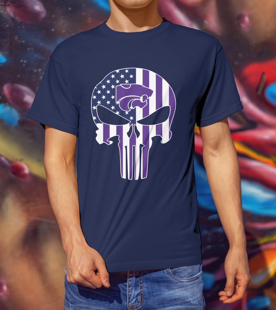 Kansas State Wildcats American Flag Punisher T-Shirt