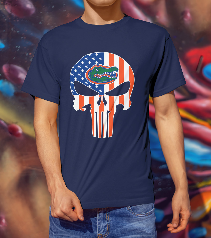Florida Gators The Punisher American Flag Skull T-Shirt
