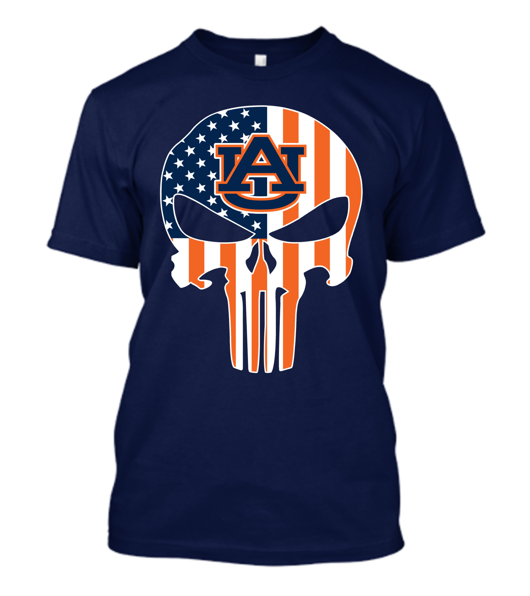 Auburn Au Logo American Flag Punisher Skull T-Shirt