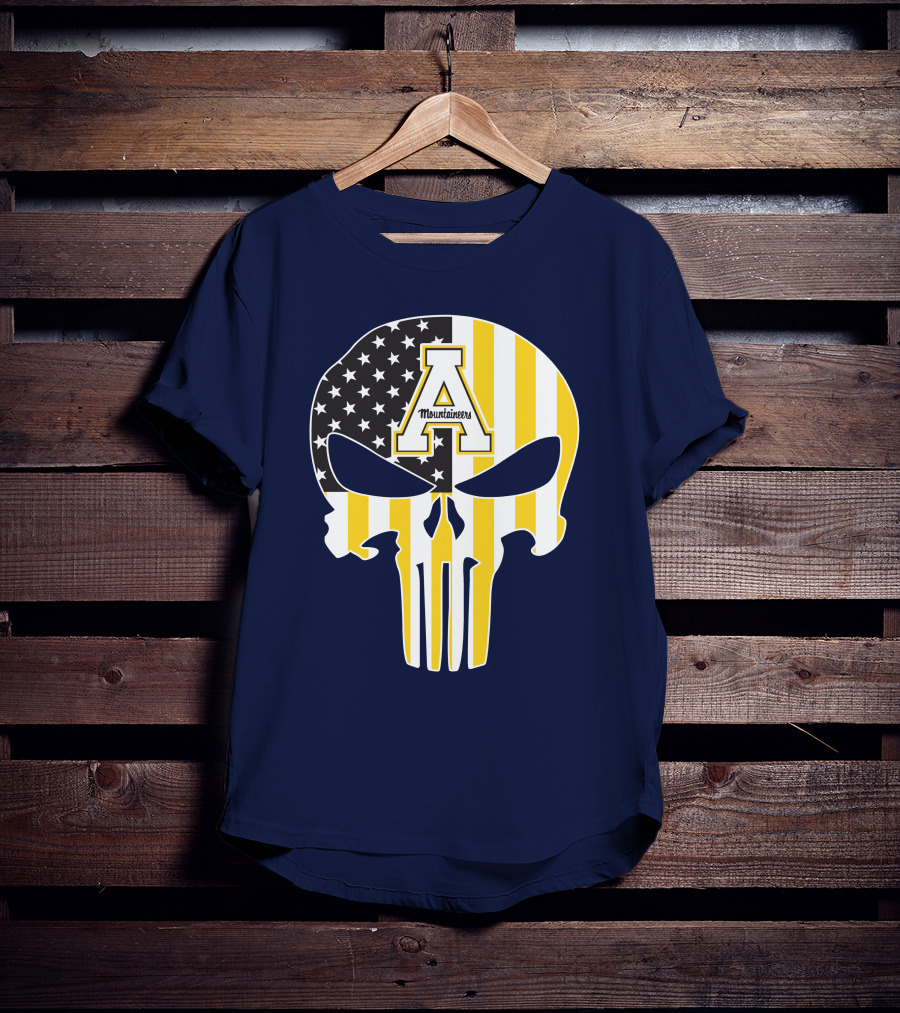 Appalachian State Mountaineers Punisher Skull American Flag T-Shirt