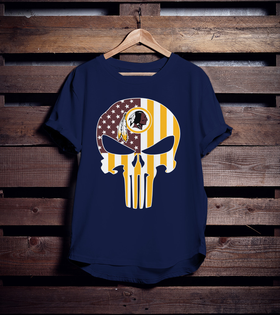 Washington Redskins Punisher Skull American Flag T-Shirt