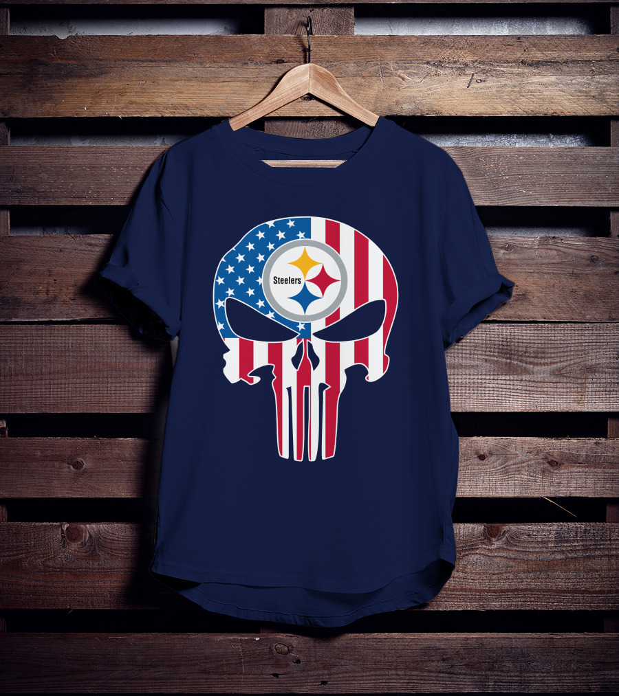 Pittsburgh Steelers The Punisher American Flag T-Shirt