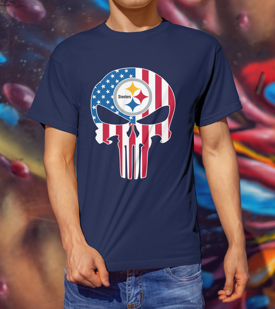 Pittsburgh Steelers The Punisher American Flag T-Shirt