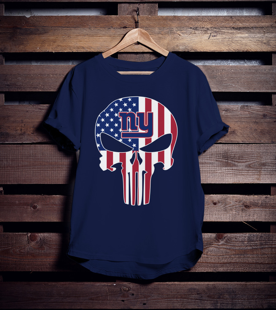 Ny Giants The Punisher American Flag Skull T-Shirt