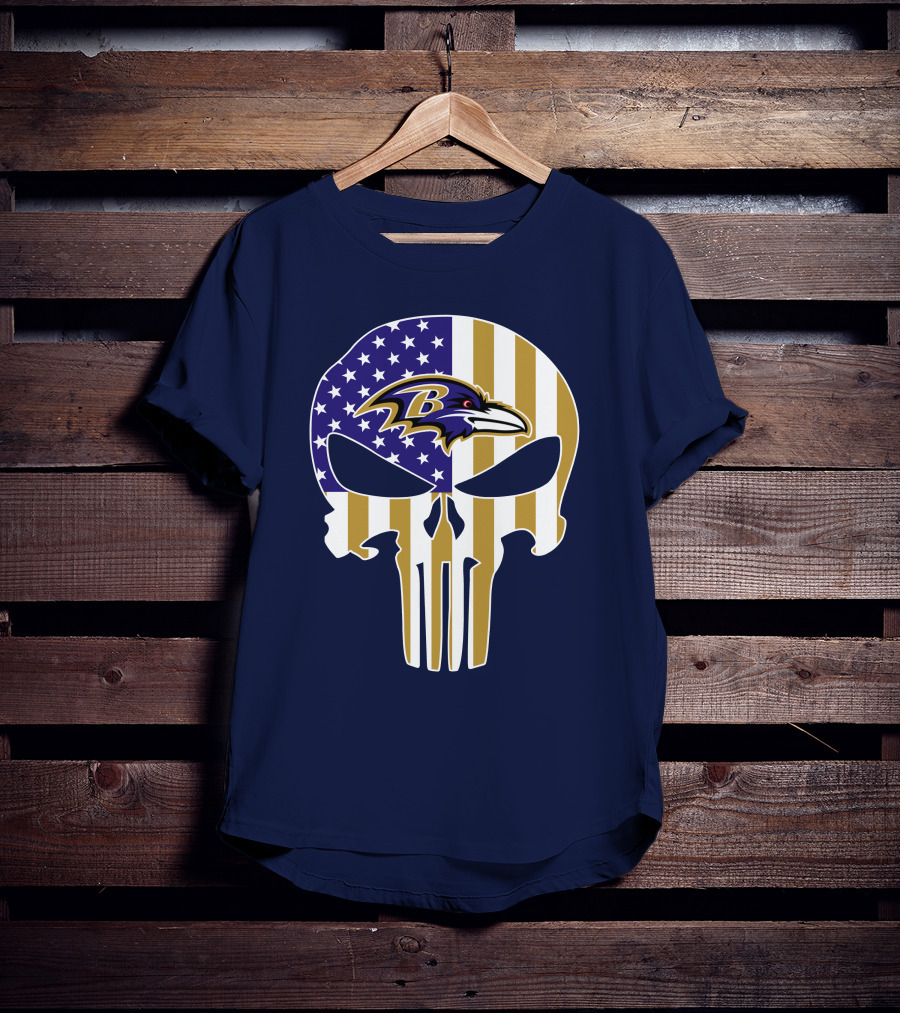 Baltimore Ravens Punisher American Flag T-Shirt