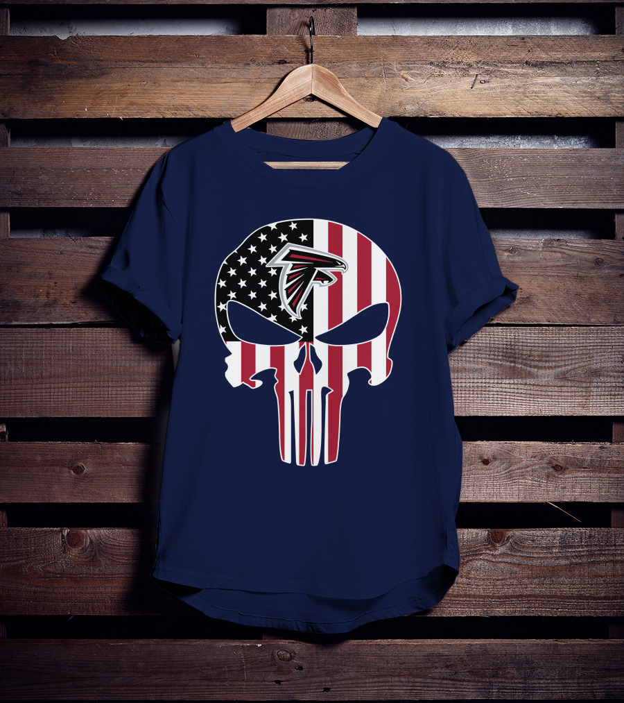 Atlanta Falcons Punisher Skull American Flag T-Shirt