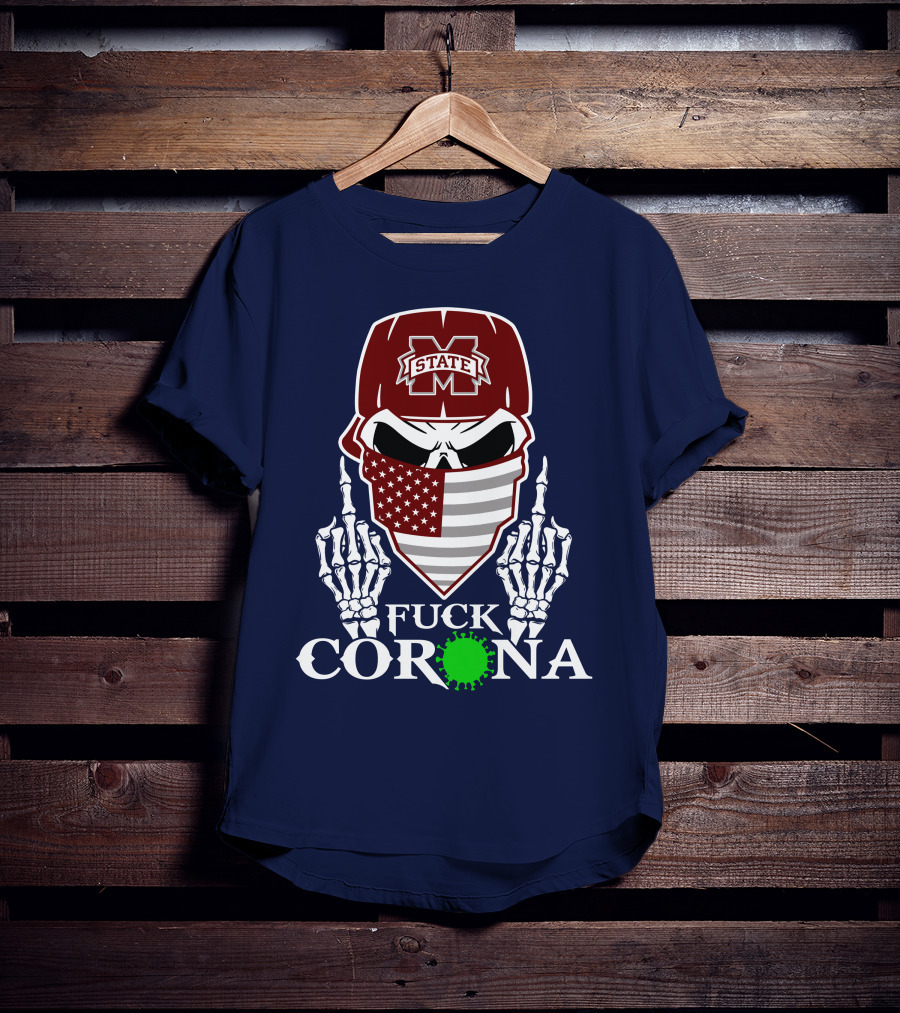 State Bulldogs Skull Mask American Flag Pandemic Statement T-Shirt