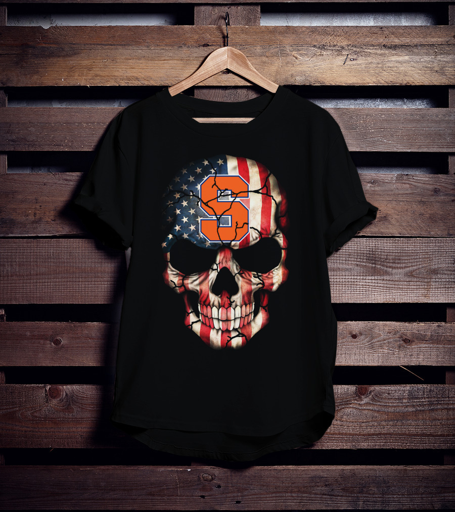 Syracuse Orange Skull American Flag T-Shirt