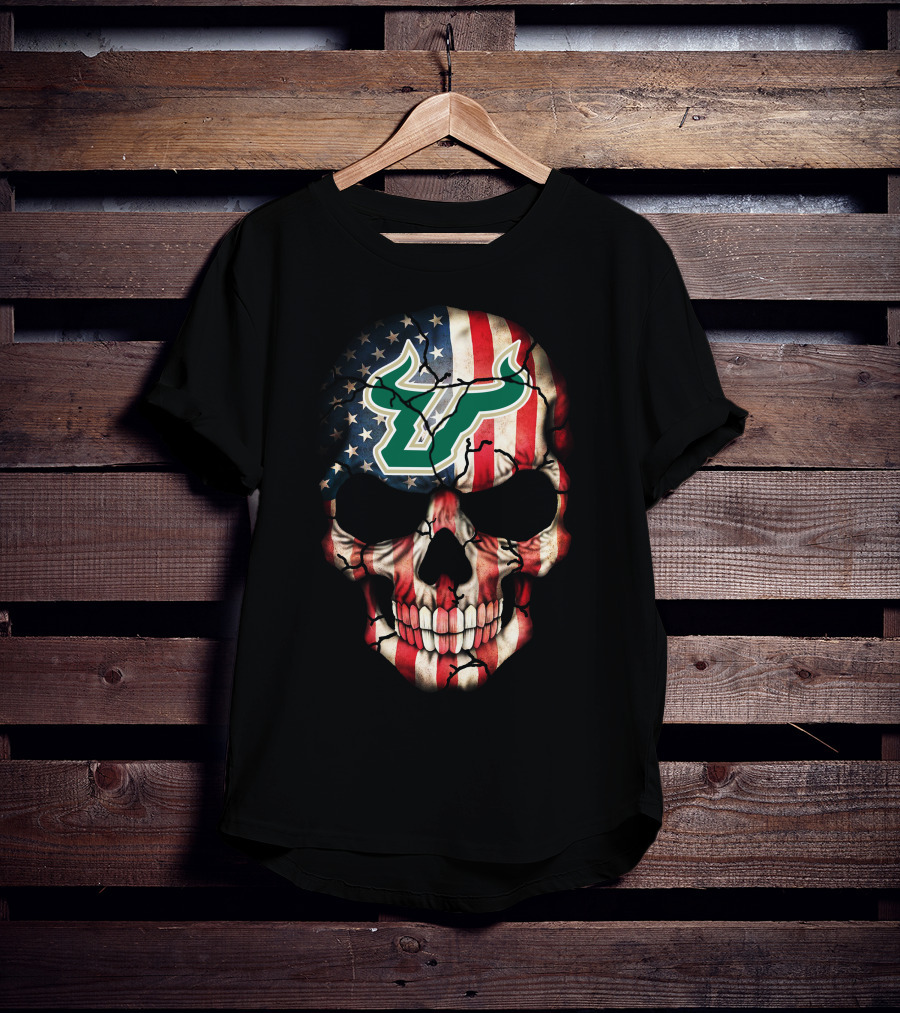 South Florida Bulls American Flag Skull T-Shirt