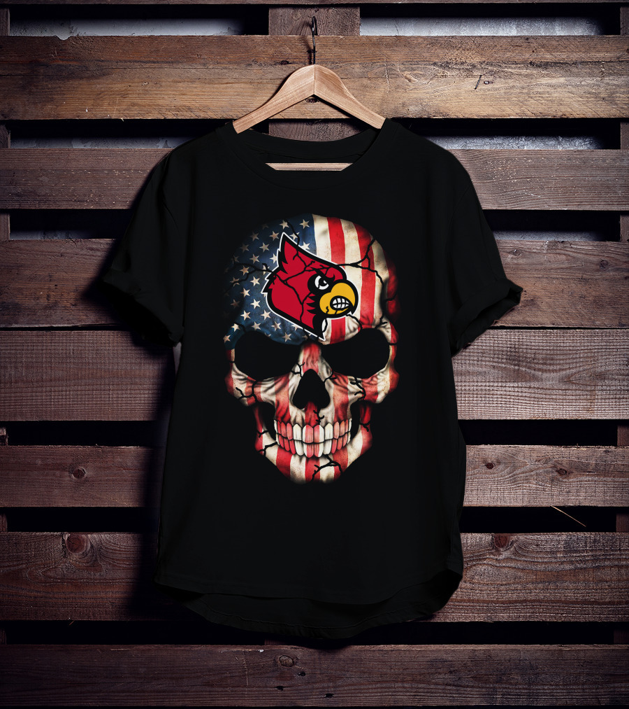Louisville Cardinals American Flag Skull 75 T-Shirt