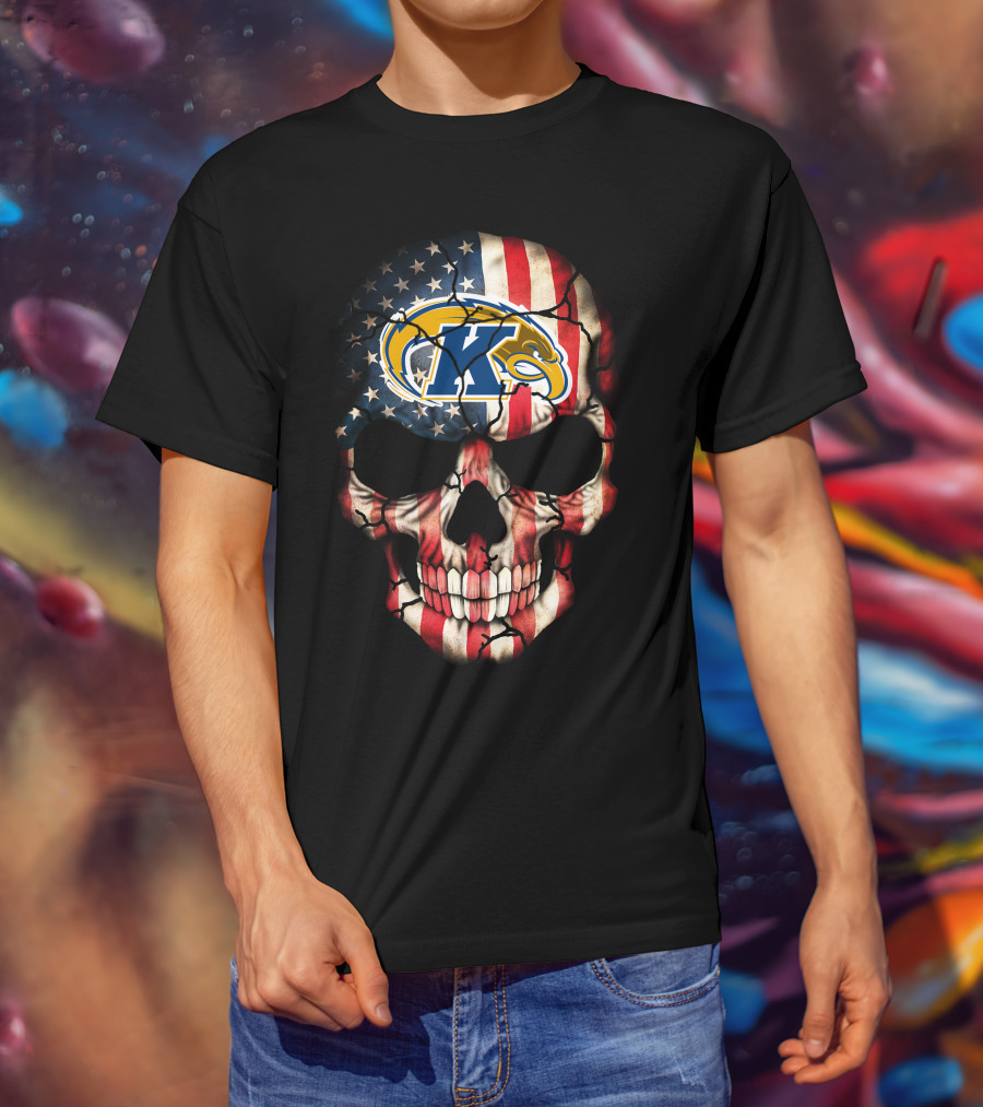Kent State Golden Flashes American Flag Skull T-Shirt