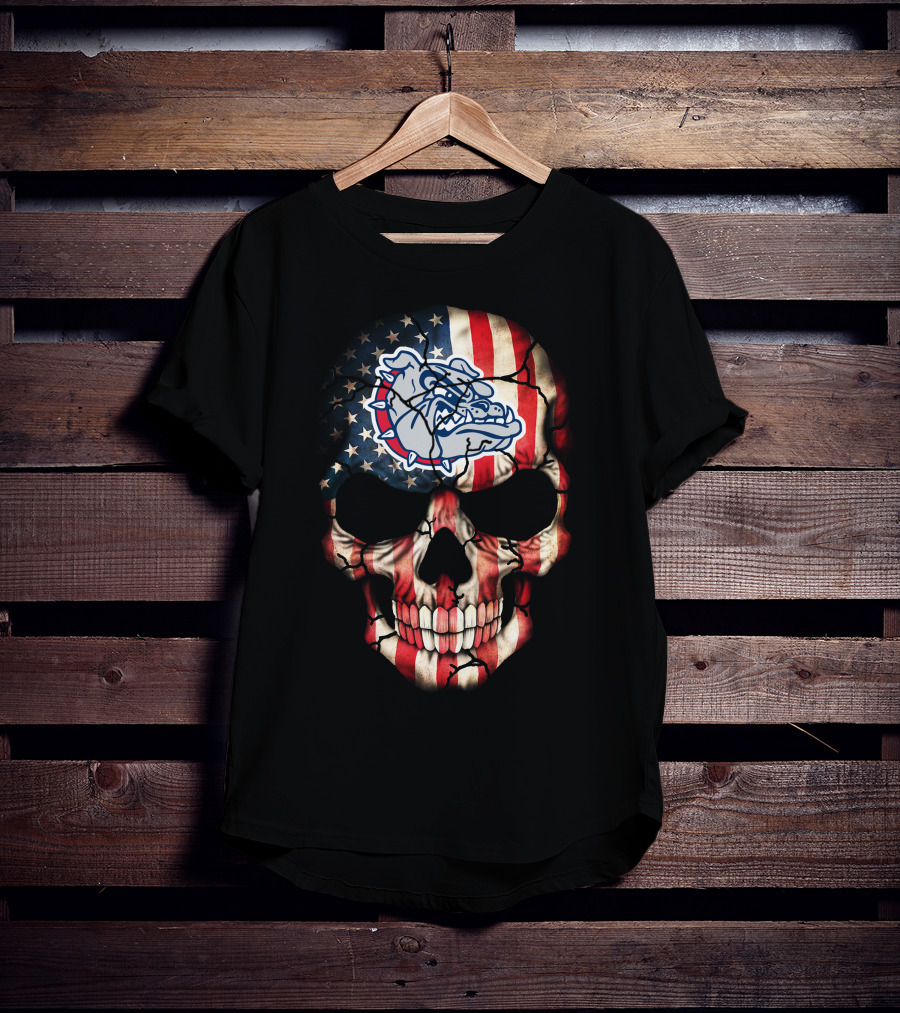 Gonzaga Bulldogs American Flag Skull T-Shirt