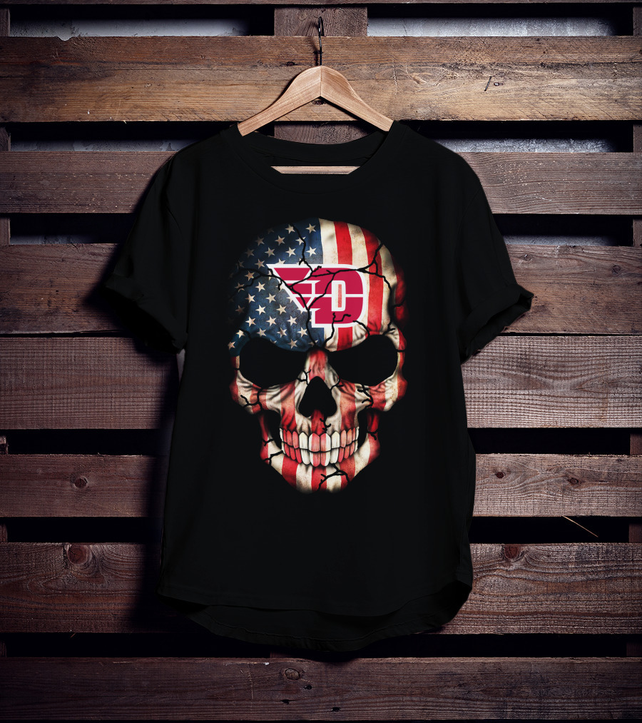 Dayton Flyers American Flag Skull T-Shirt