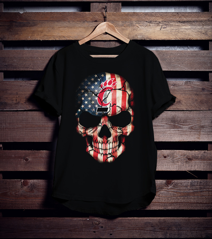Cincinnati Bearcats American Flag Skull T-Shirt