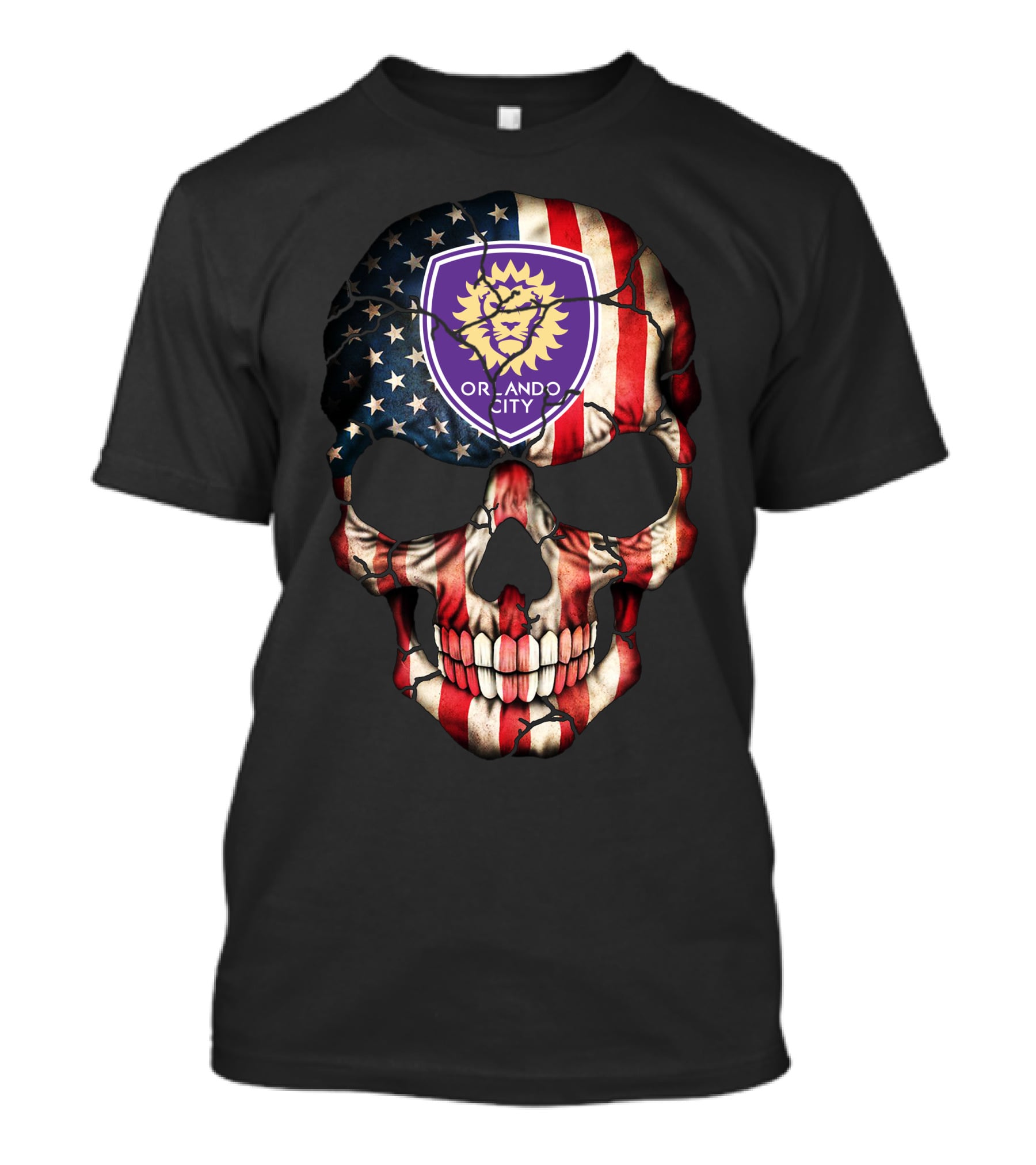 Orlando City Sc American Flag Skull T-Shirt