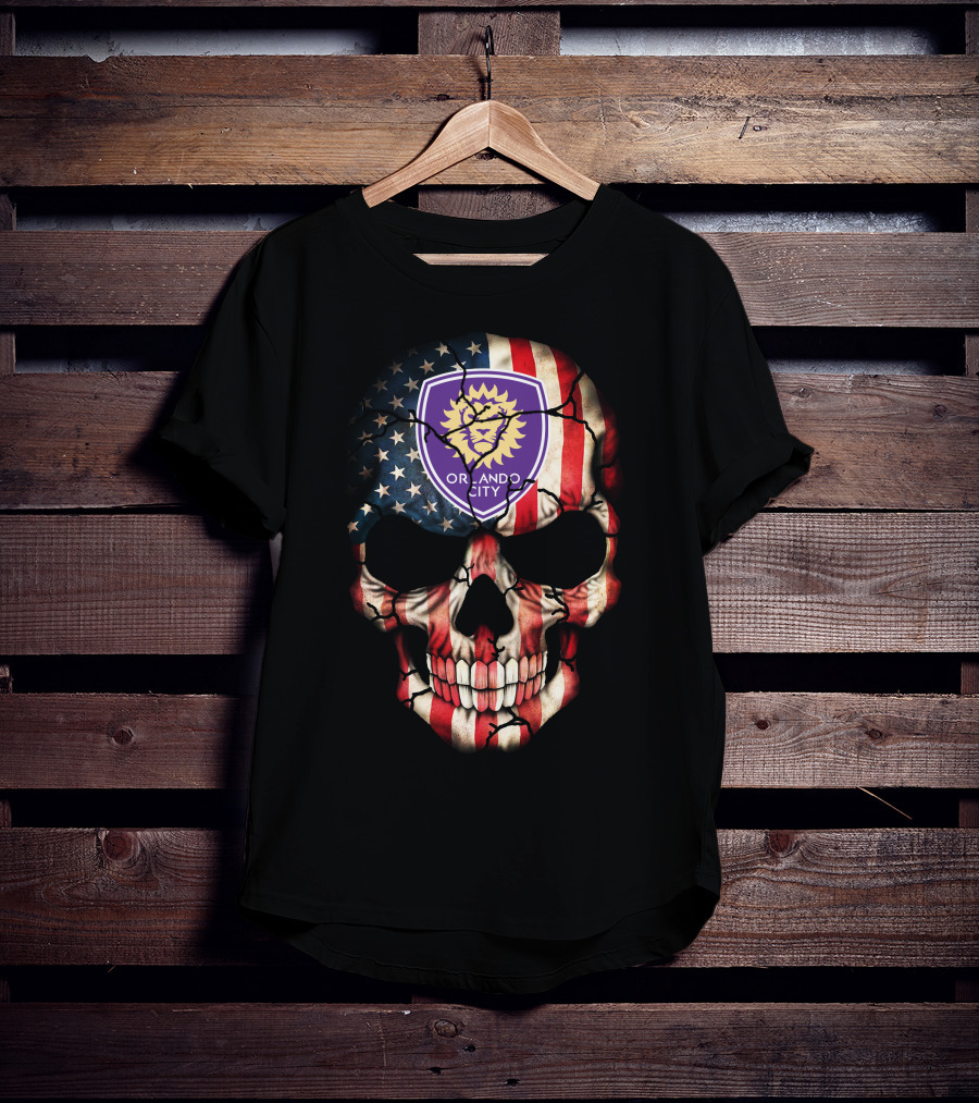 Orlando City Sc American Flag Skull T-Shirt