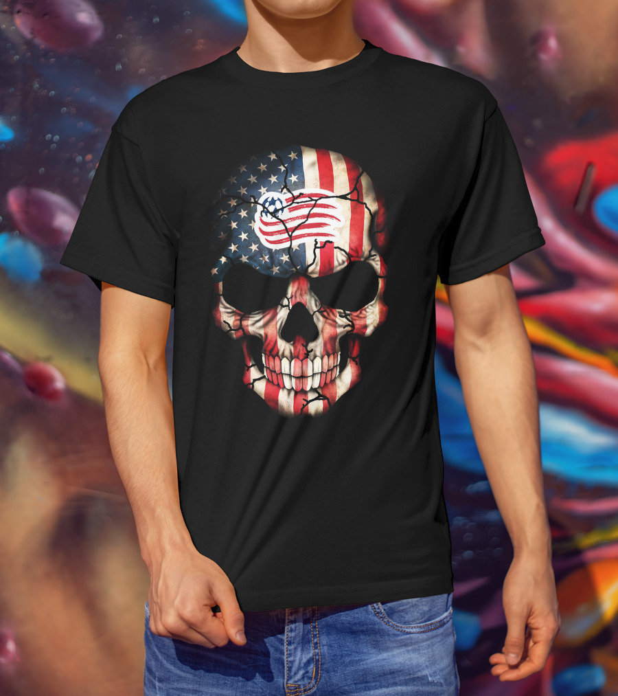 New England Revolution American Flag Skull T-Shirt