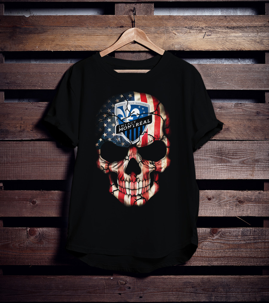 Tous Pour Gagner Impact Montreal American Flag Skull T-Shirt