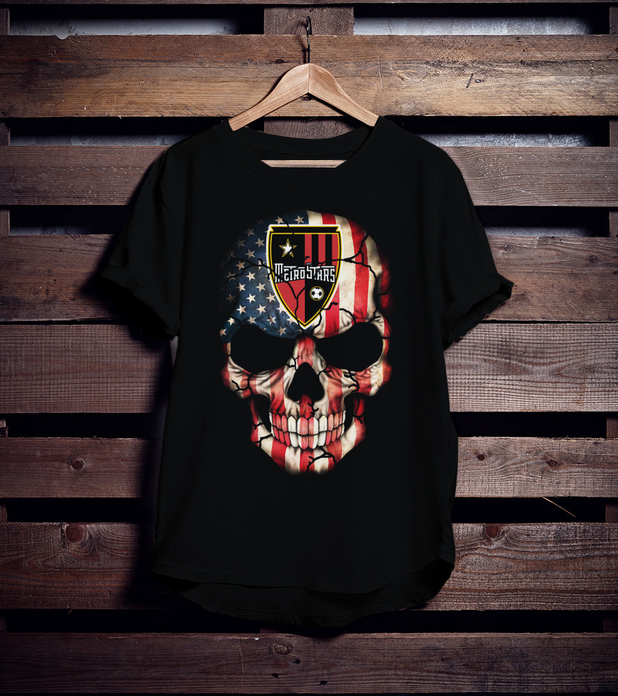 Metrostars American Flag Skull Soccer T-Shirt