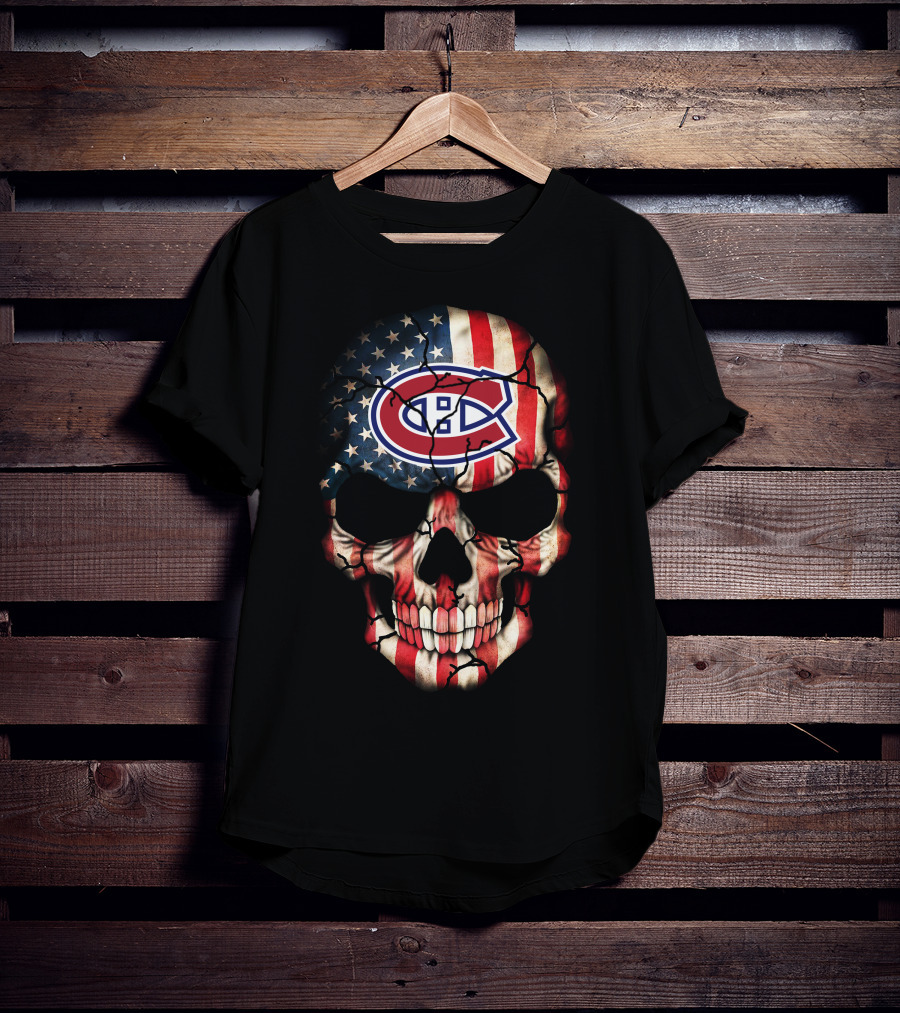 Montreal Canadiens Skull American Flag T-Shirt