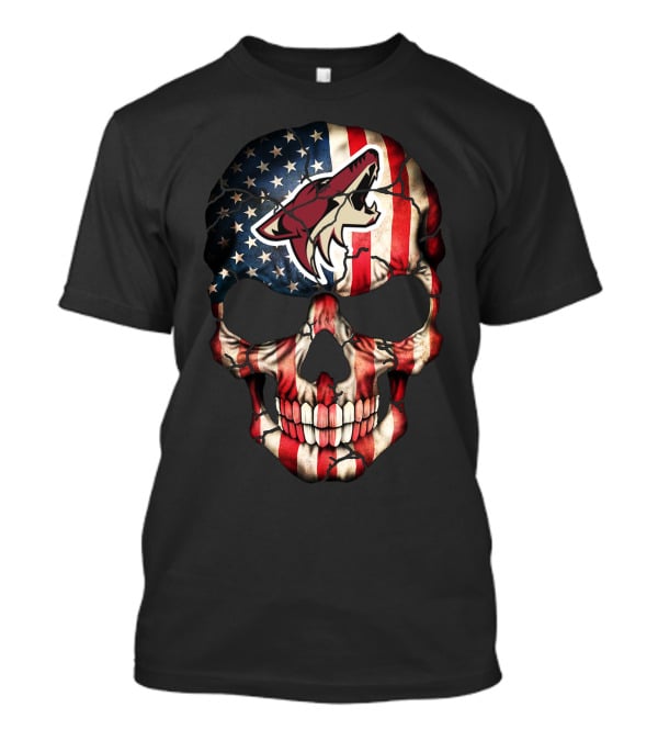Arizona Coyotes American Flag Skull T-Shirt